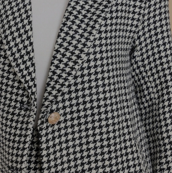 Aura No Bad Angles Oversized Houndstooth Wool Blend Gold‎ Button Blazer Size M - Picture 12 of 13